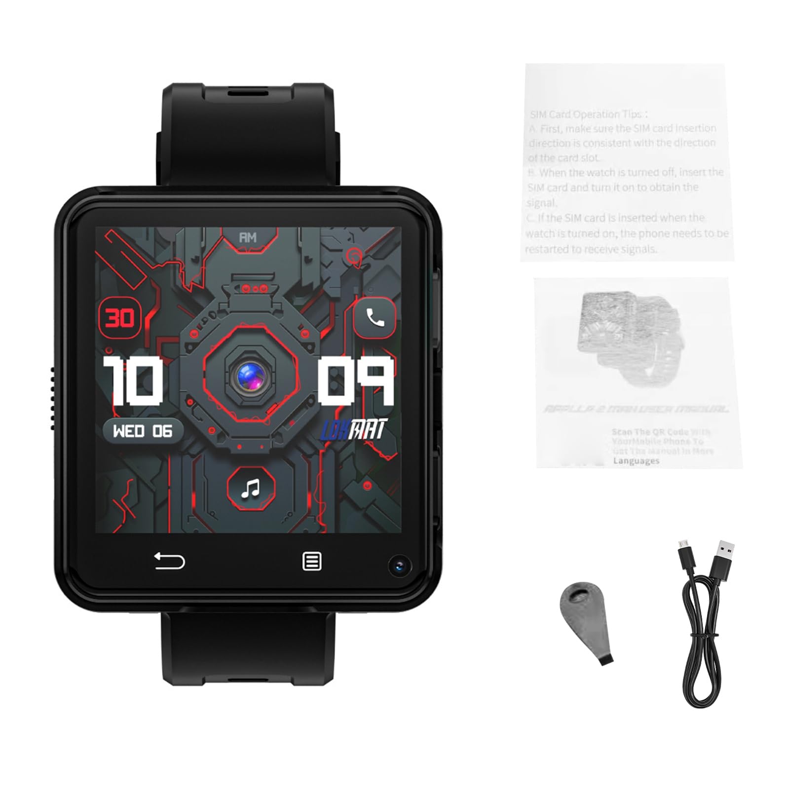 4G mit Nano SIM -Kartensteckplatz, 2,64 Zoll Touchscreen, 4 GB + 64 GB Speicher, Unabhängiger Telefonanruf, WLI -GPS -BT -Smartwatch, Schrittzähler