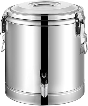 Stainless Steel Insulated Barrel Hot and Cold Beverage Dispenser, Commercial Soup Barrel Ice Barrel for Camping Home