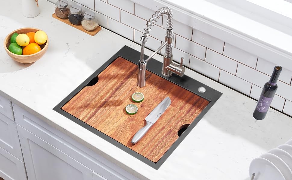 Miniatura 8 de VCCUCINE - Fregadero de cocina de 21 x 20 pulgadas, fregadero de cocina pequeño de acero inoxidable calibre 16, cuenco individual para exteriores,