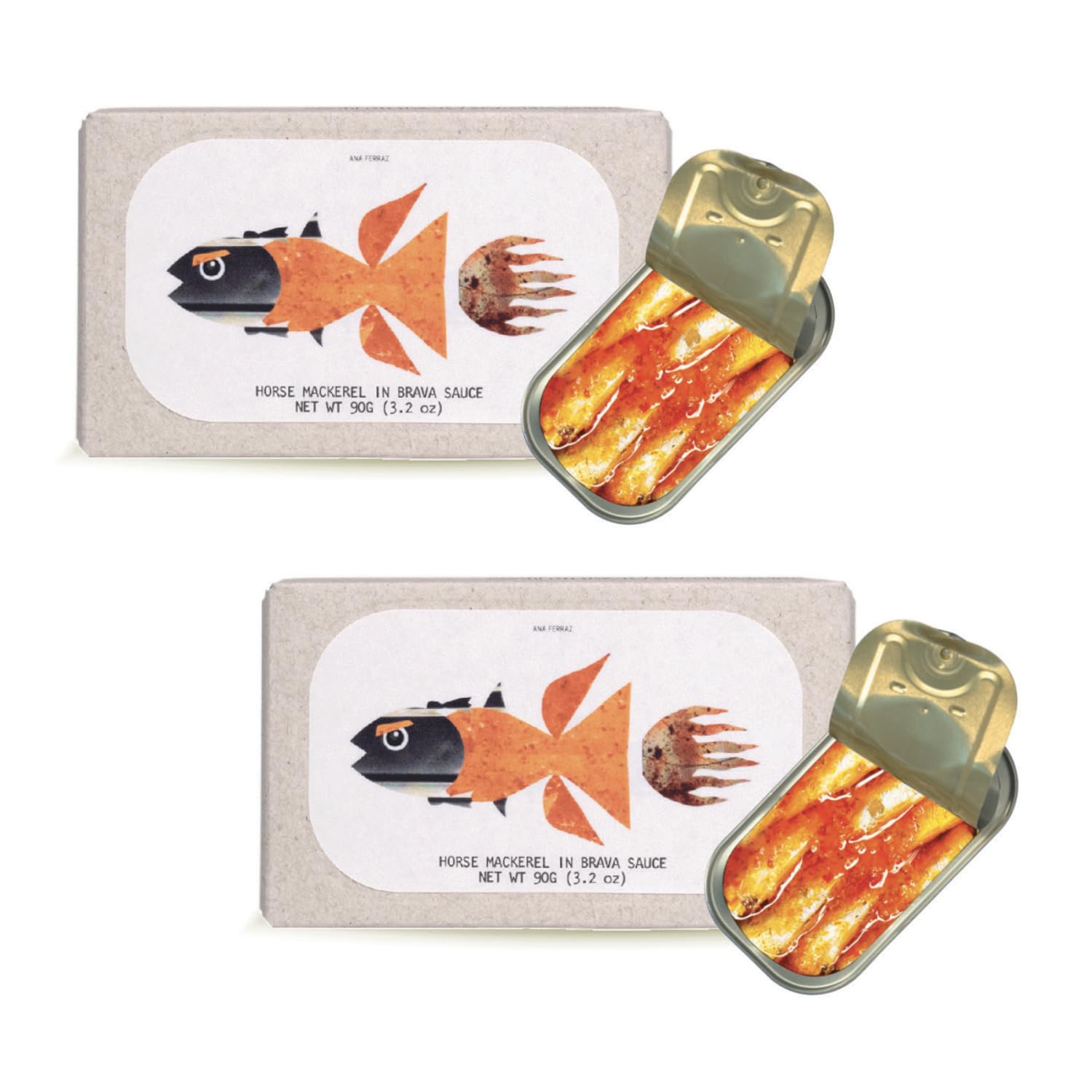 Jose Gourmet® | Sugarello in Salsa Brava - 2 x 90 Gr (Sgocciolato 2 x 65 Gr) | Pesce Sugarello in Salsa Brava in Lattina | Pesce in Lattina Metallo