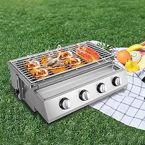 Rookvrije 4-branders LPG gas BBQ grill rookvrij roestvrij staal zijbrander grill tafelblad in hoogte verstelbaar…