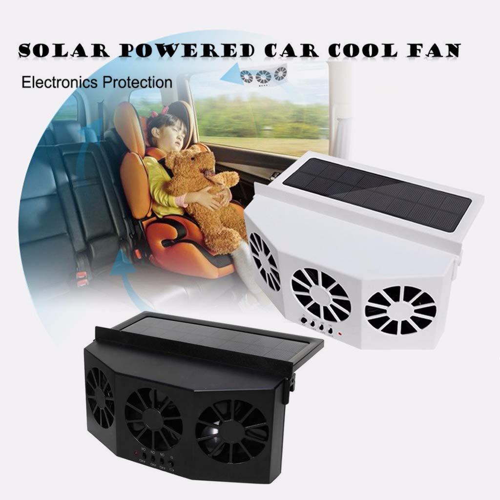 Baceyong Solar Thin Window Fan, solarbetriebener Auto-Abgasventilator, Auto-Kühler-Lüfter, energiesparende Lüftungs-Kühler-Luftreiniger 4W ABS
