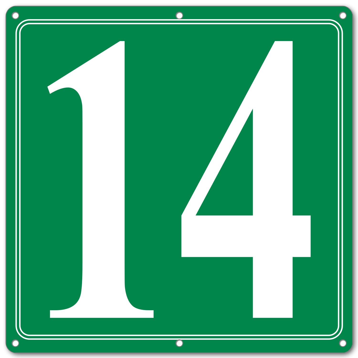 i-CowFun Premium Aluminum Number Signs 14, Metal 12" X 12" Green Numbered Signs Outdoor for Parking Lots, Floor, Dock, Court, Aisle, Field, High Visibility, No Fade, Weather-resistant