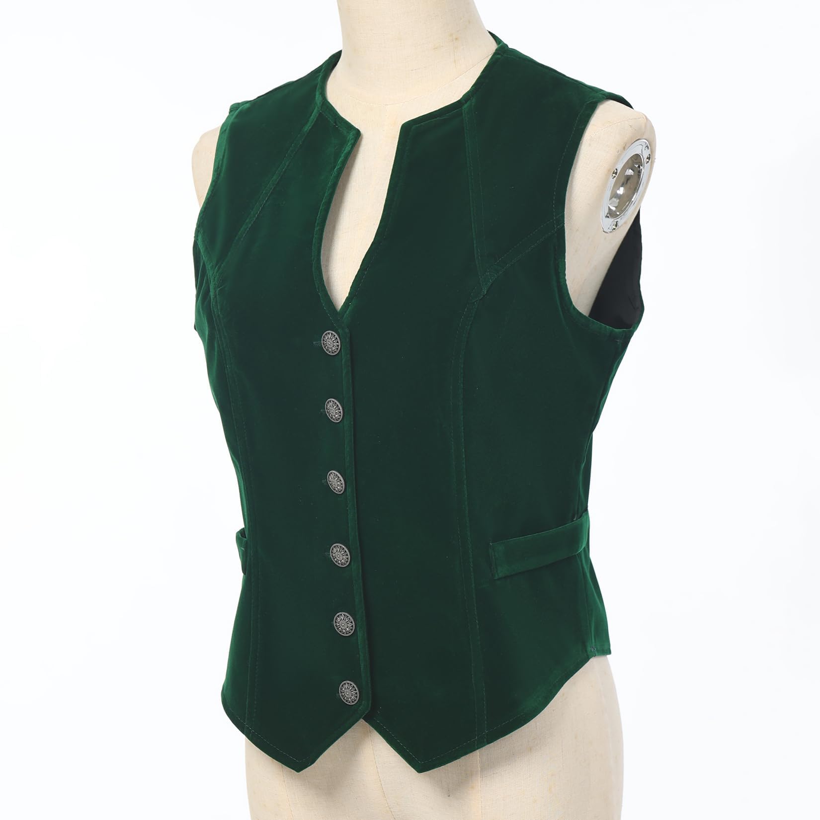 BPURB Vintage-Samt-Weste für Damen, V-Ausschnitt, bauchfrei, ärmellos