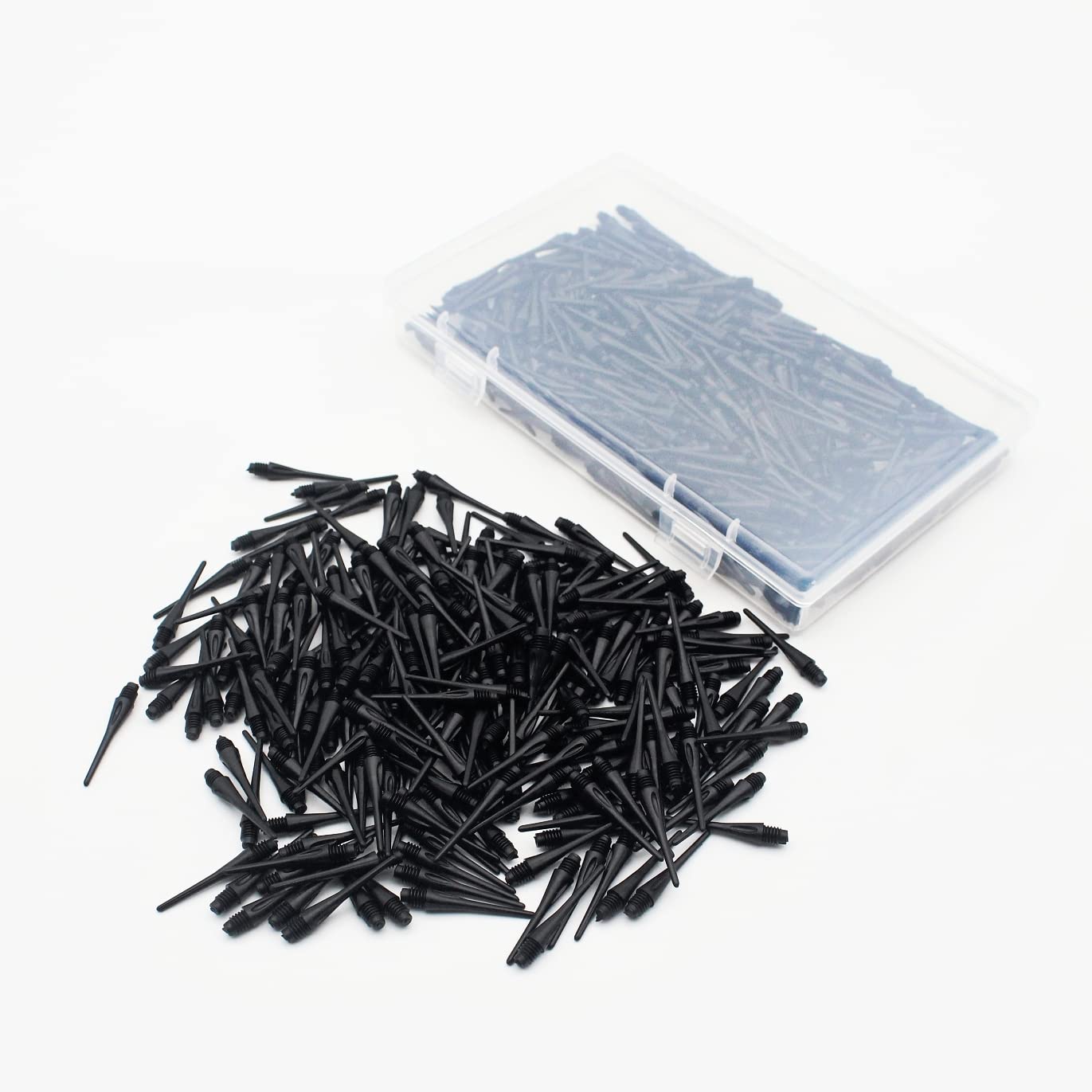 ROOBEEO 2BA Thread Plastic Tip Dart Points 500 Pack Soft Dart Tips Replacement Plastic Dart Tips with Case Dart Accessories Black