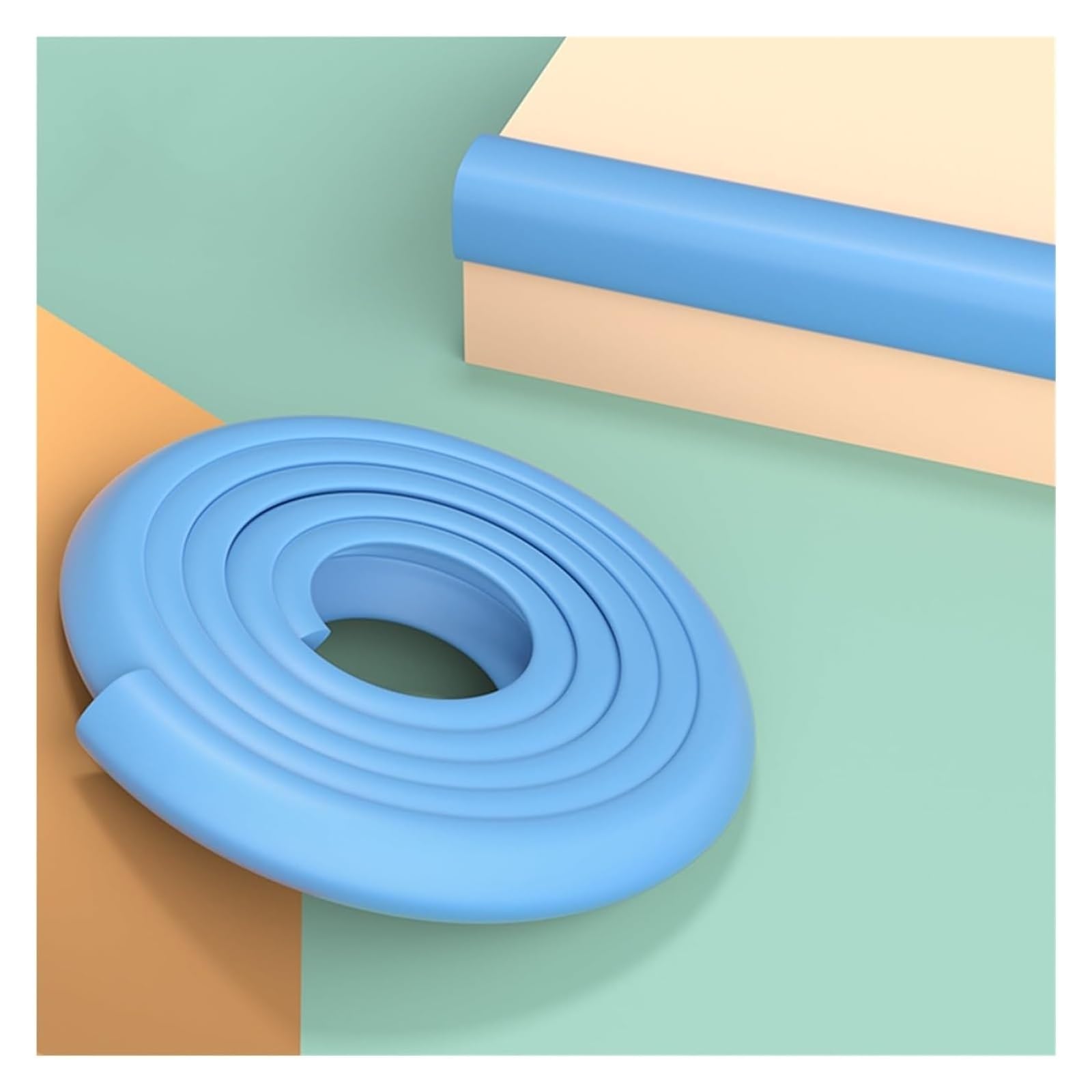 Strisce di sicurezza in schiuma, paraspigoli per tavolo per bambini, autoadesivo, anti-collisione, cuscino paraurti per sedia, TV, panca, mobili, letto, armadi, scale (colore: blu, dimensioni: 10 m)