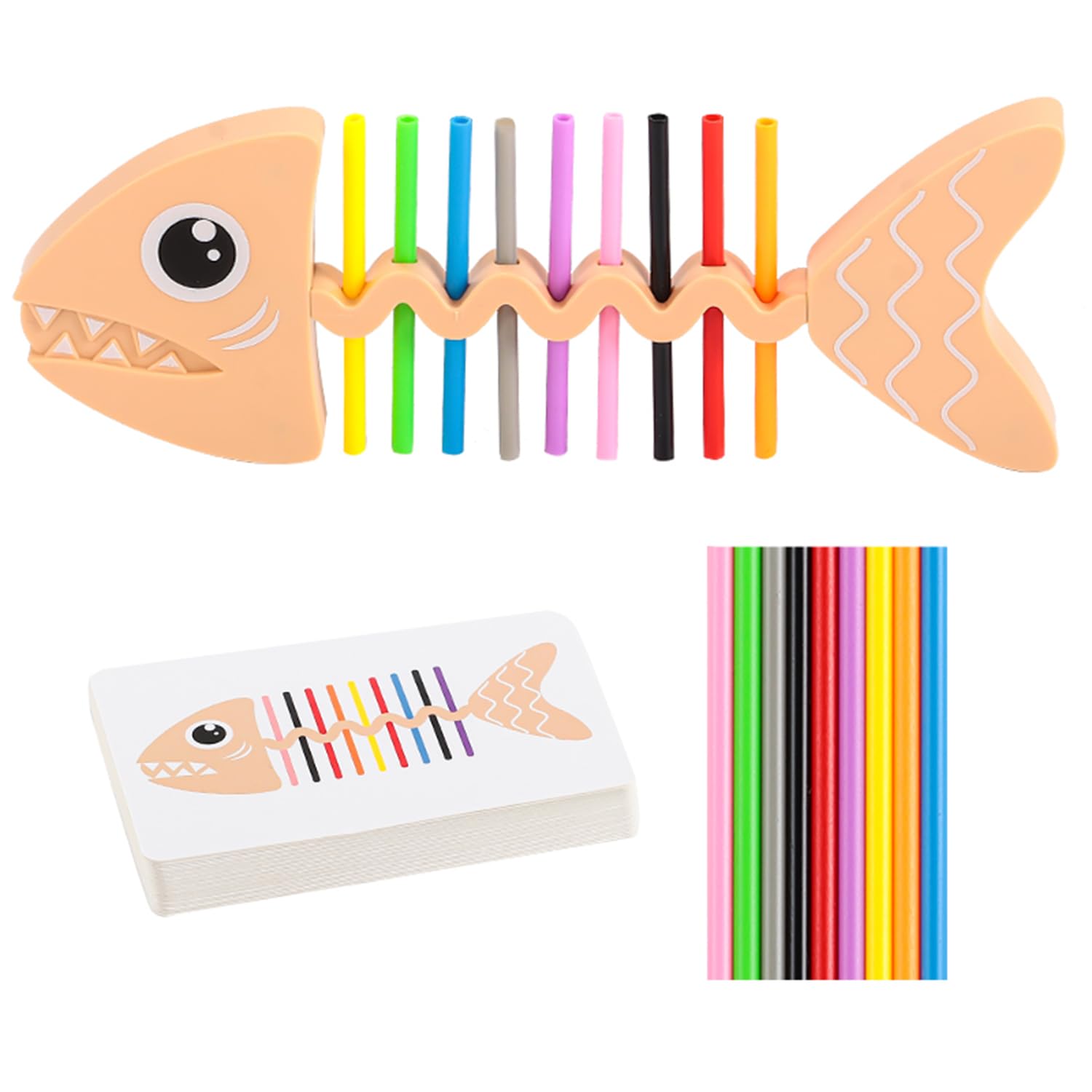 Tudegy Educational Wooden Fishbone Toy,Fine Motor Skills Development Color Matching Educational Learning Activity,Hand Eye Coordination Training,Fishbone Shape Toy (B)