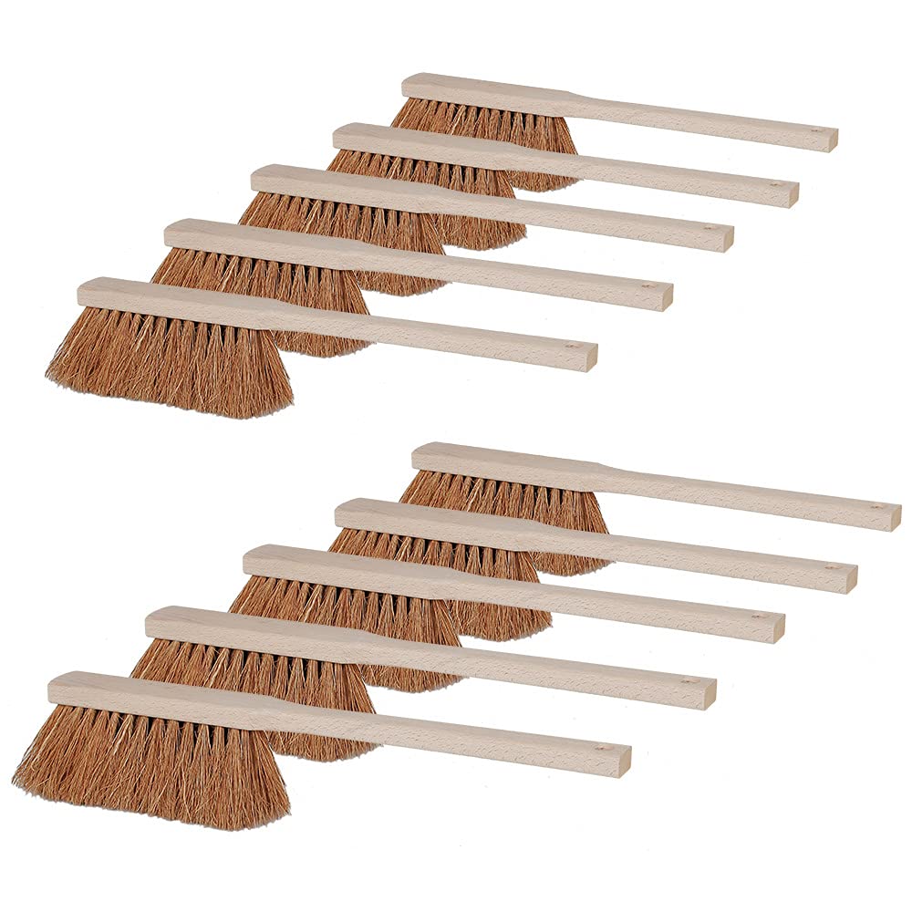 BRB 10x Handfeger mit Langem Holzstiel, Kokos, Länge 430 mm