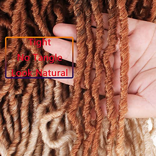 Leeven 7 Packs 30 Inch Distressed Faux Locs Crochet Braids Hair 3 Tone Ombre Blonde Natural Butterfly Soft Locs Curly Long Boho Goddess Locs Pre Looped Synthetic Hair Extensions For Women #1B/27/613 #TOP4