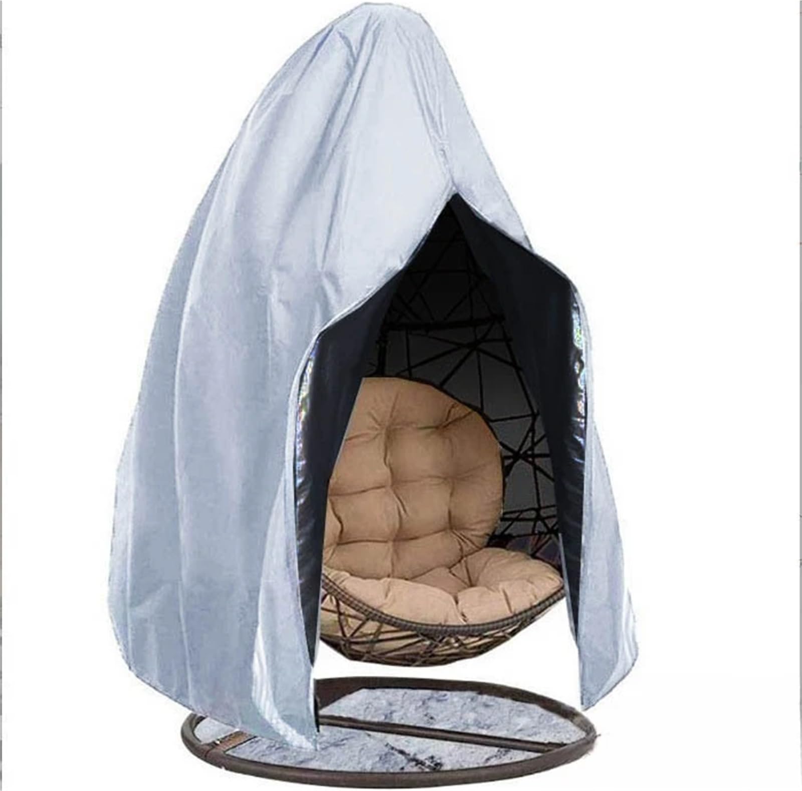 Black Patio Chair Cover Waterproof Egg Swing Protector with Zipper
