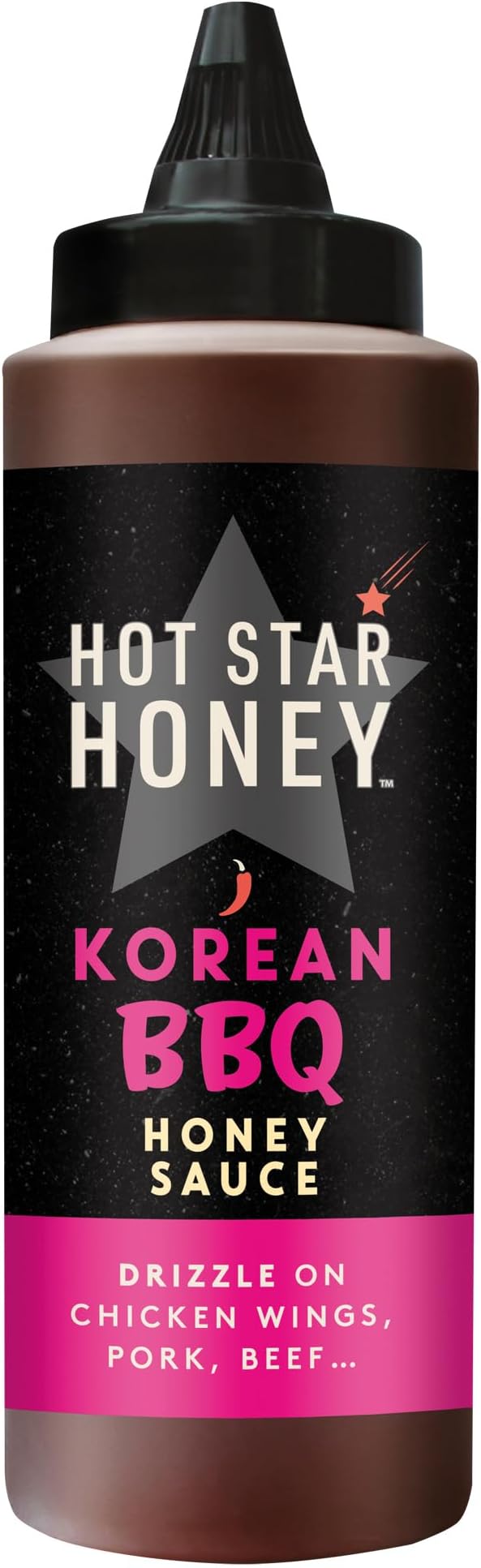 Hot Star Honey Korean BBQ Honey Sauce – Sweet Honey Sauce with Soy & Korean Pepper Paste – 100% Natural, No Additives – Perfect for Chicken Wings, Beef, Noodles & Stir-Fry – Made in UK – 325g