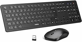 Wireless Keyboard And Mouse Sets - Slim 2.4Ghz Wireless Keyboard and Mouse Combo Full Size English UK Layout Keyboard with Numeric Keypad Adjustable DPI Wireless Mouse - Black