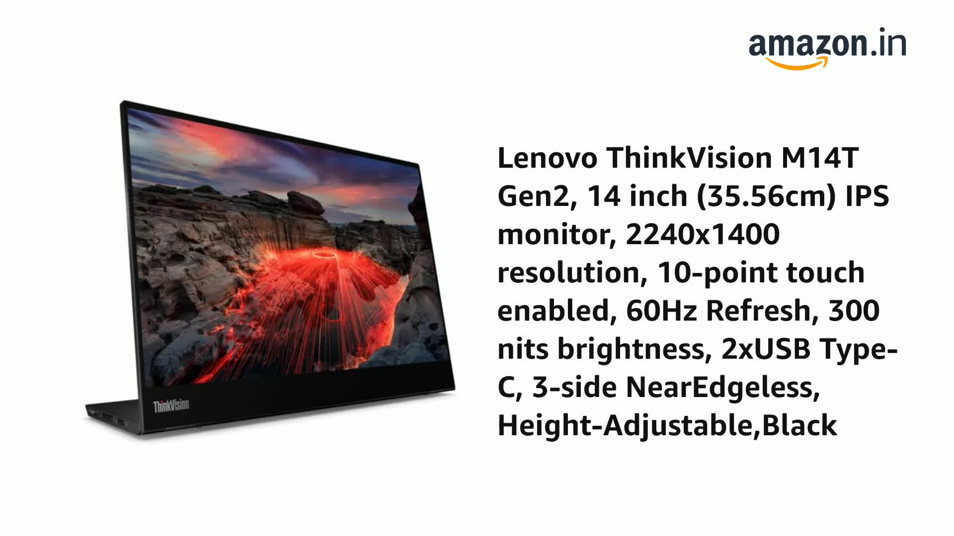 Lenovo ThinkVision M14T Gen2, 14 inch (35.56cm) IPS monitor Lenovo ThinkVision M14T Gen2, 14 inch (35.56cm) IPS monitor