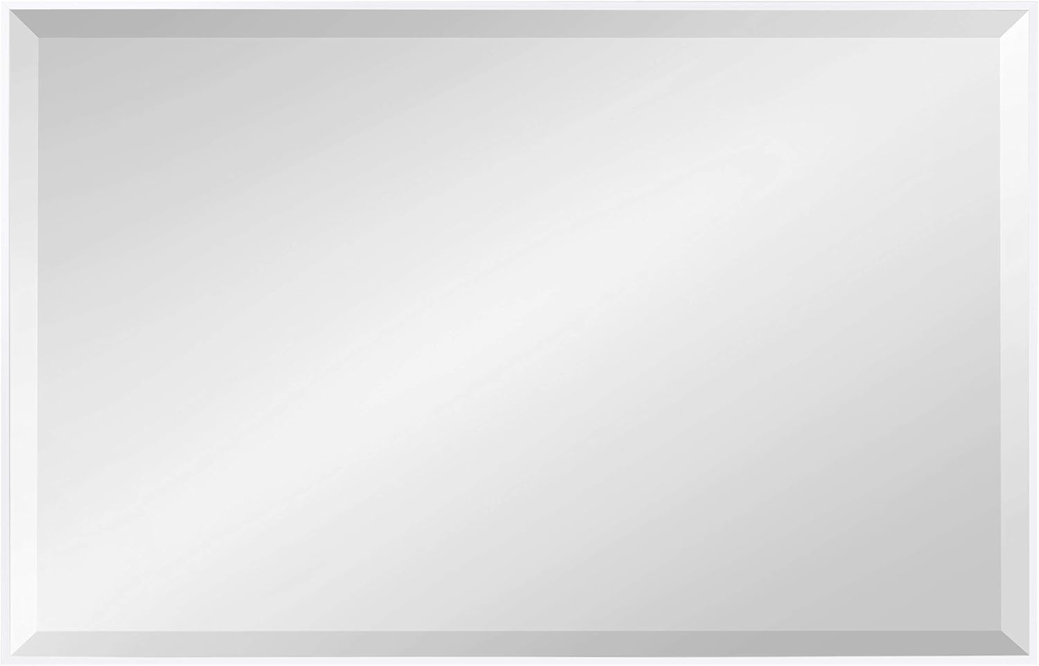 Kate and Laurel Rhodes Modern Decorative Rectangle Wall Mirror, 24.75" x 36.75", White, Contemporary Wall Decor