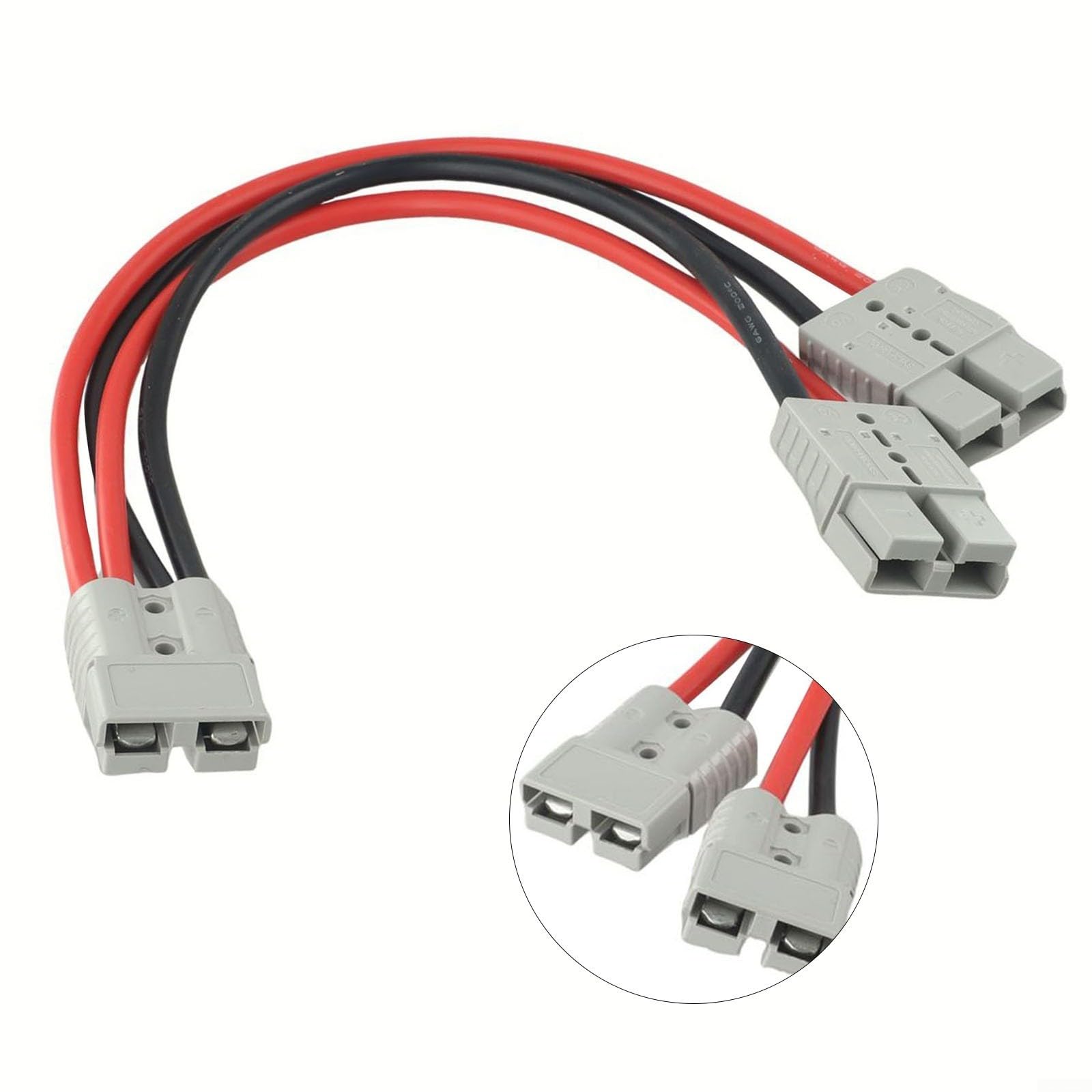 120 A für Anderson-Stecker auf Dual-Y-Adapter, 6 AWG, Auto-Kabel, Hochstrom-Stromanschluss für Schiffe, Yachten, Wohnmobile, Busse, Schwerlastfahrzeuge, 30 cm/50 cm, Grau (50 cm)