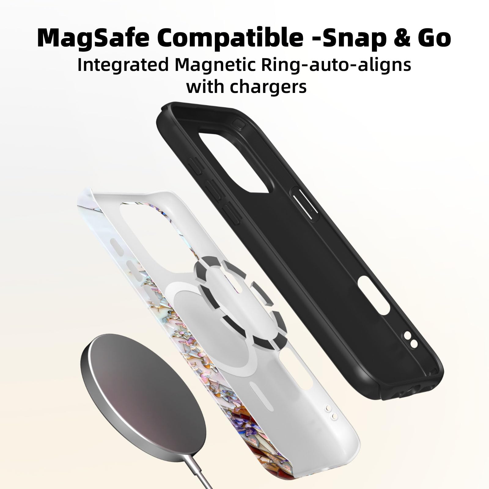 Lumen etui do iPhone'a 12 / iPhone'a 12 Pro, kompatybilne z Magsafe, twarda obudowa z ochroną aparatu, dla kobiet, dziewcząt, nastolatków, kolorowy bukiet dzikich kwiatów, witraż, pastelowy, radosny