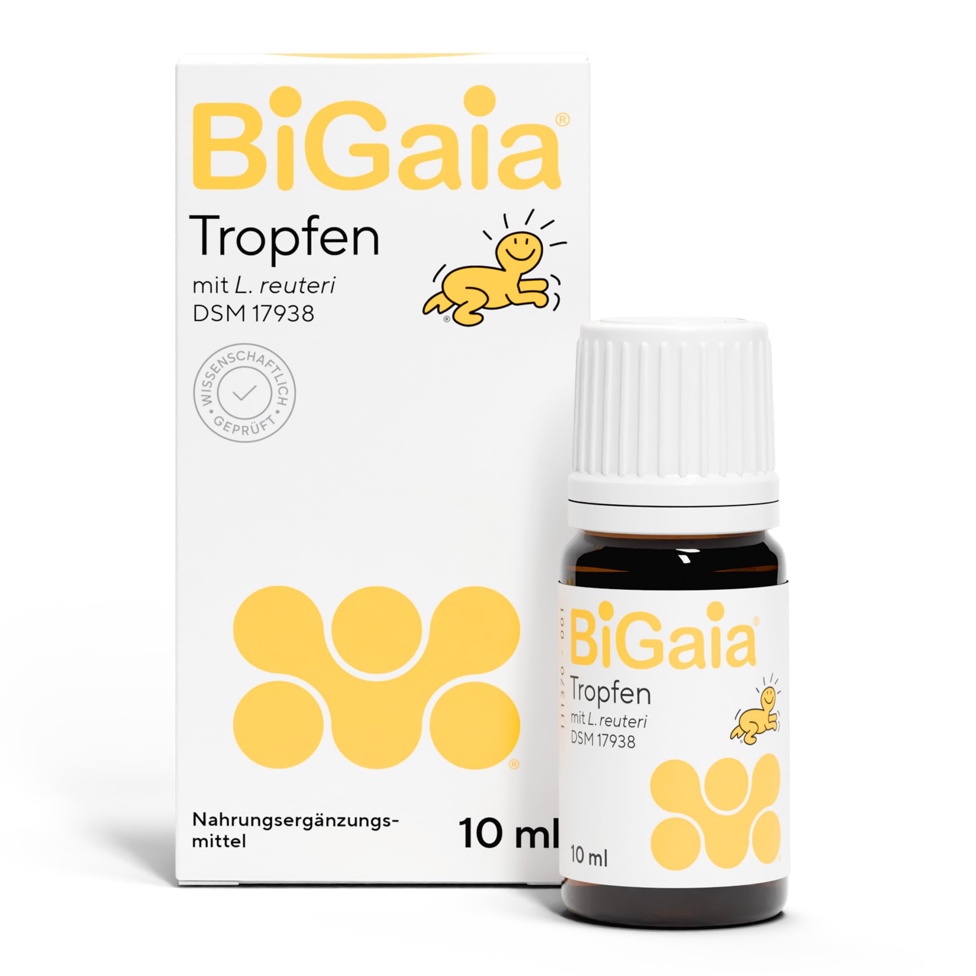 BiGaia® Drops 10 ml, with the natural lactic acid bacterium L. reuteri to support the intestinal flora, safe use for infants from birth