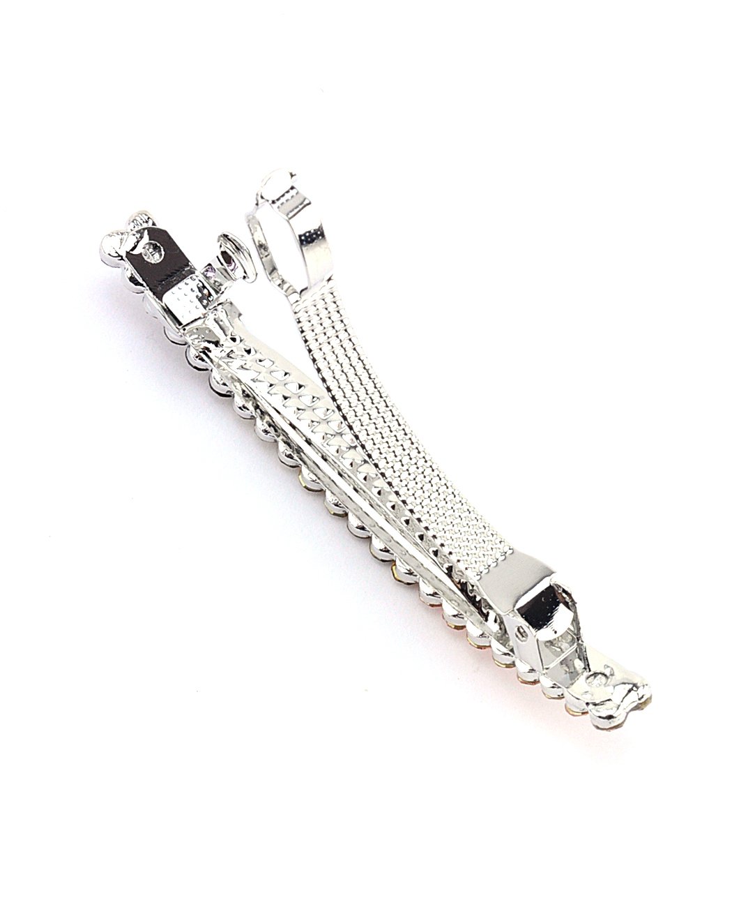 Women's Rhinestone Metal Hair Barrette Clip Hair Pin Antique Silver IMB2142, Multi