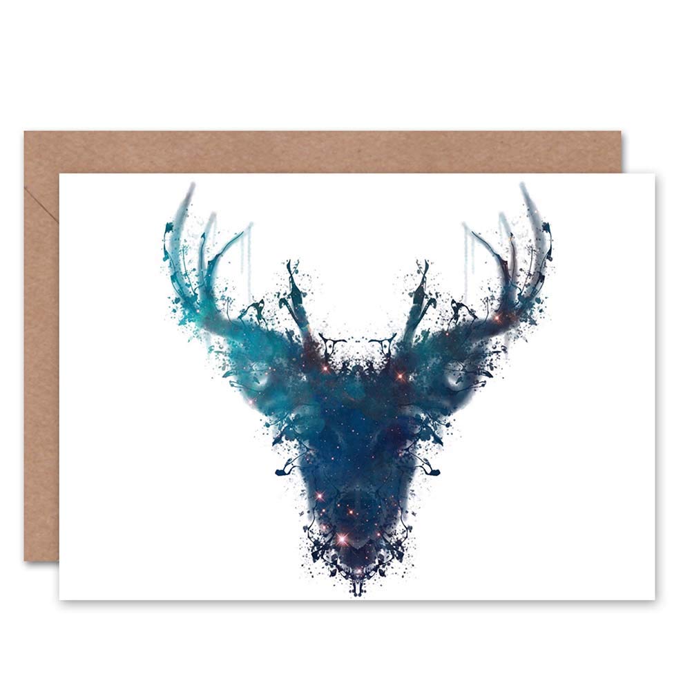 Artery8 - Greeting Card - Ink Splat Stag Deer Art - Blank Just to Say
