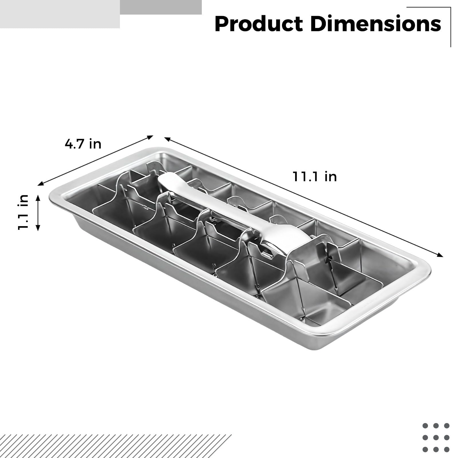 Edelstahl-Eiswürfelform, 18 Fächer DIY-Eisform mit Separator, Metall-Eiswürfelbereiter für Zuhause und Bar, ideal für Cocktails, Eiskaffee und Getränke