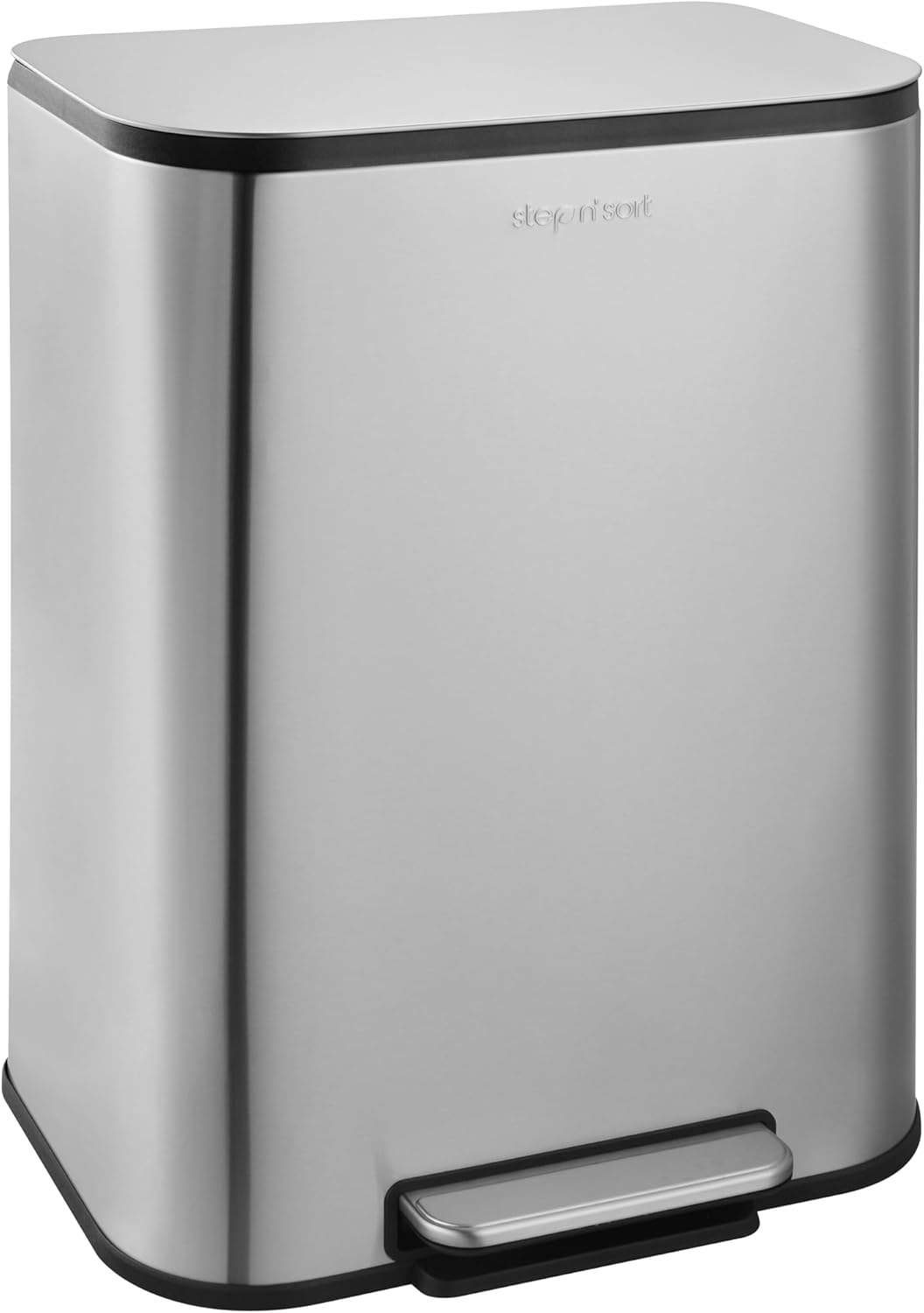 Step N' Sort The Large Capacity, 50L Stainless Steel Trash Can with Removable Inner Bucket