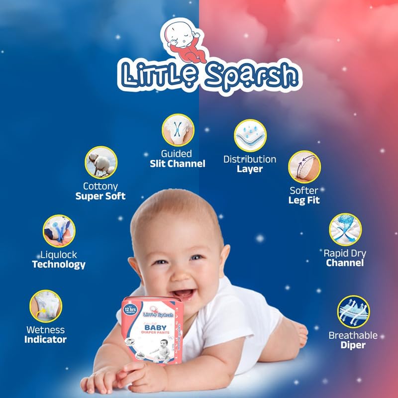 Image of Baby Infant Diaper Pants M Size (7-12 kg), 100 Count | Up to 12 Hrs Absorption | Comfort Fit And Leak Protection