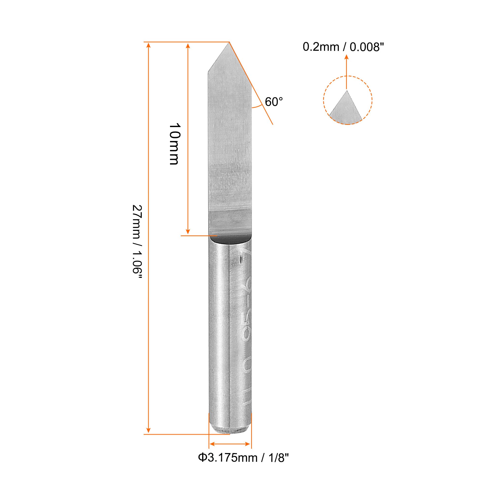 uxcell Wood Engraving Bit Solid Carbide 3.175mm 1/8