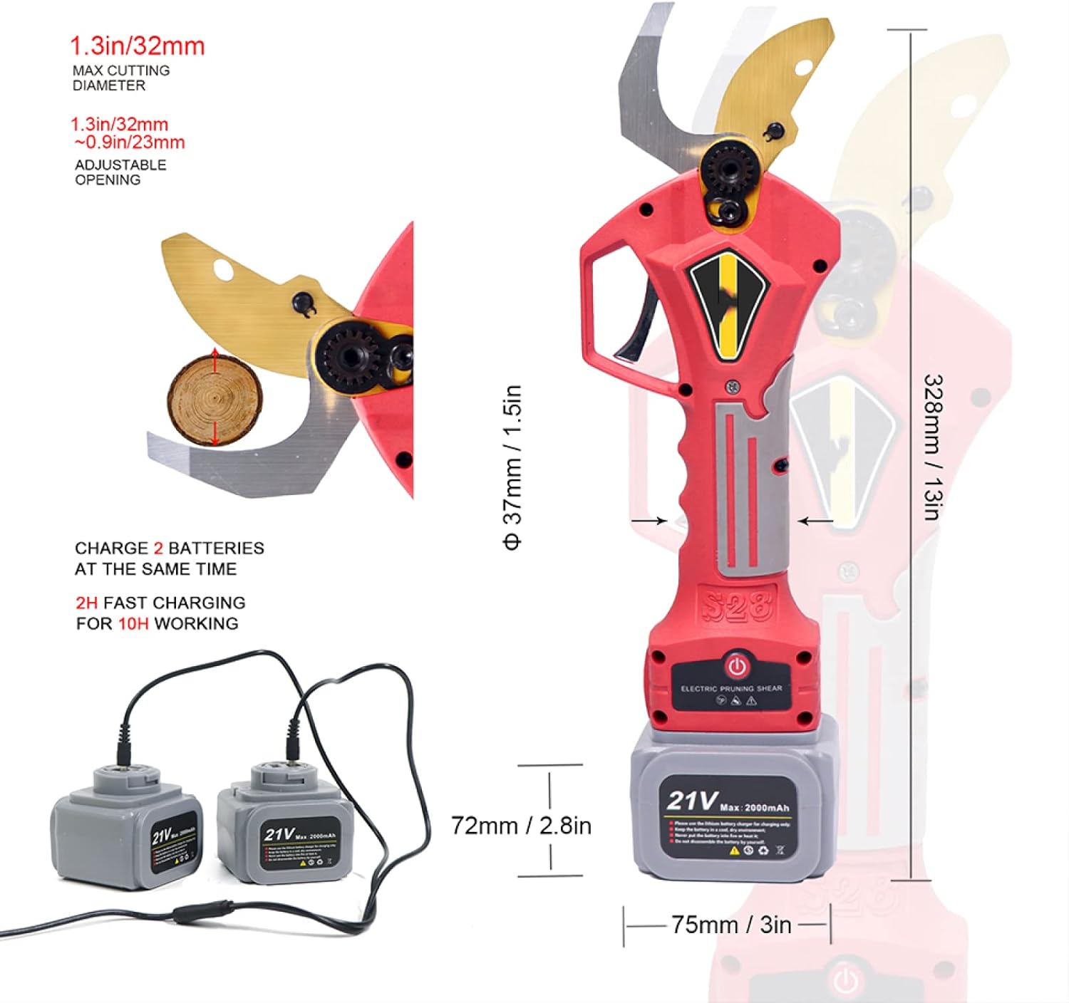 Electric Pruning Shears Brushless Cordless Pruner Lithium Powered Fruit Tree Bonsai Pruning with Battery Garden Pruner 1