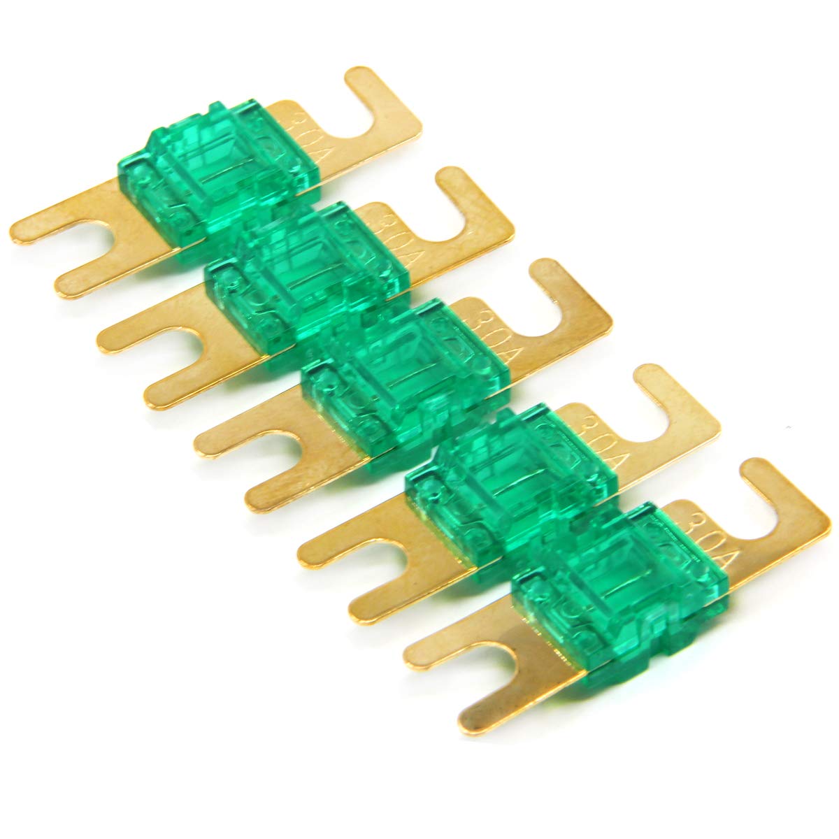 ZOOKOTO 5 Pack MANL Fuse 30A Mini ANL 30amp Fuse Gold Plated