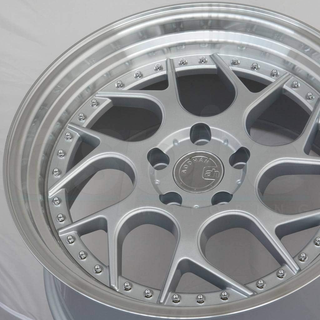 Aodhan DS-01 Custom Wheel - 18x9.5, 22 Offset, 5x114.3 Bolt Pattern, 73.1mm Hub - Silver with Machined Lip and Chrome Rivets Rim