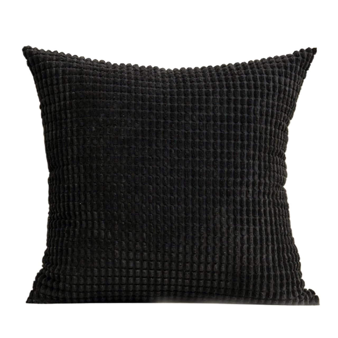 BFLCWSTD Cushion Covers Soft Corduroy Corn Kernel Cushion Cover Solid Color Pillow Suitable For Bedroom Sofa Chair Car Home Decoration(Black,600mm*600mm)