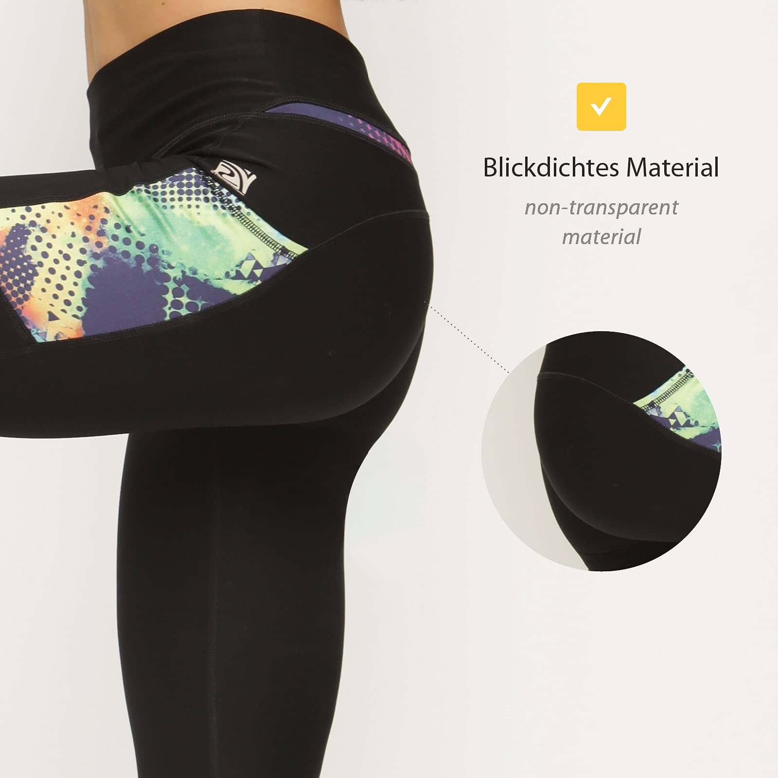 VS Capri - Leggings Deportivos con Bolsillo para el teléfono móvil, 3 Bolsillos Laterales, 3/4 Leggins, para el móvil, Las Llaves, Tarjetas de crédito y Otros Mallas Deportivas para Fitness