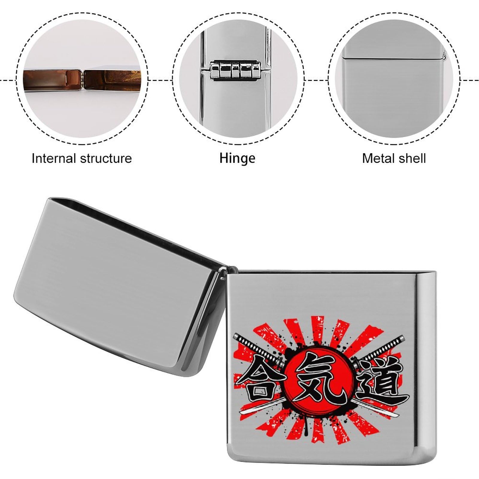 Amazon.co.jp: ジッポライターカバー 合気道 太刀 日章旗 和風 Zippo 
