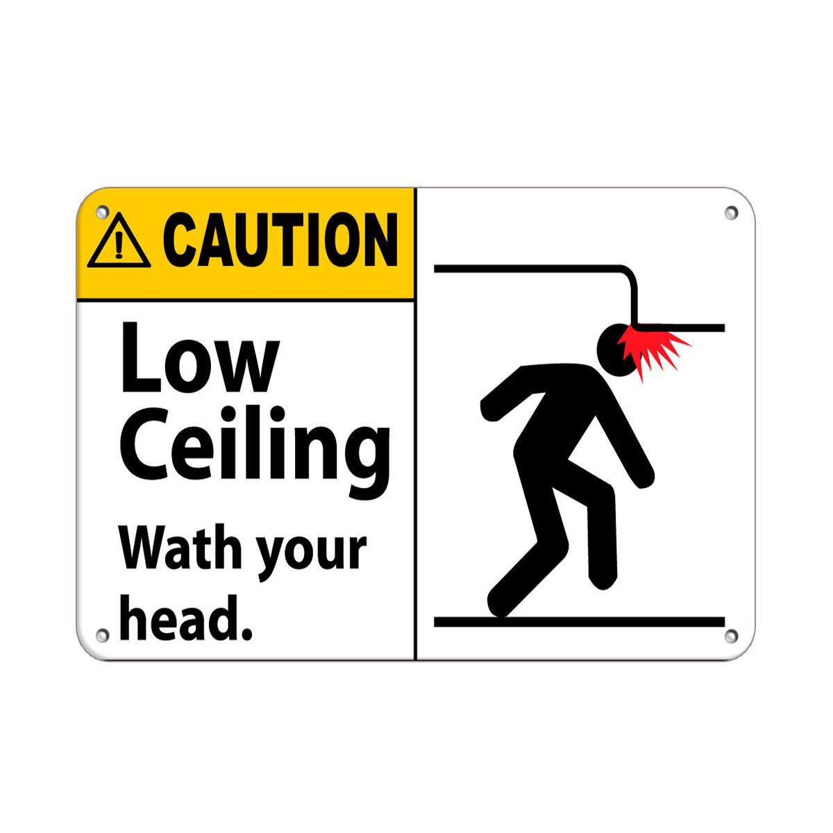 Kueprae A256 Caution Low Ceiling Watch Your Head. Caution Sign Aluminum Metal Sign,8 X 12 Inch