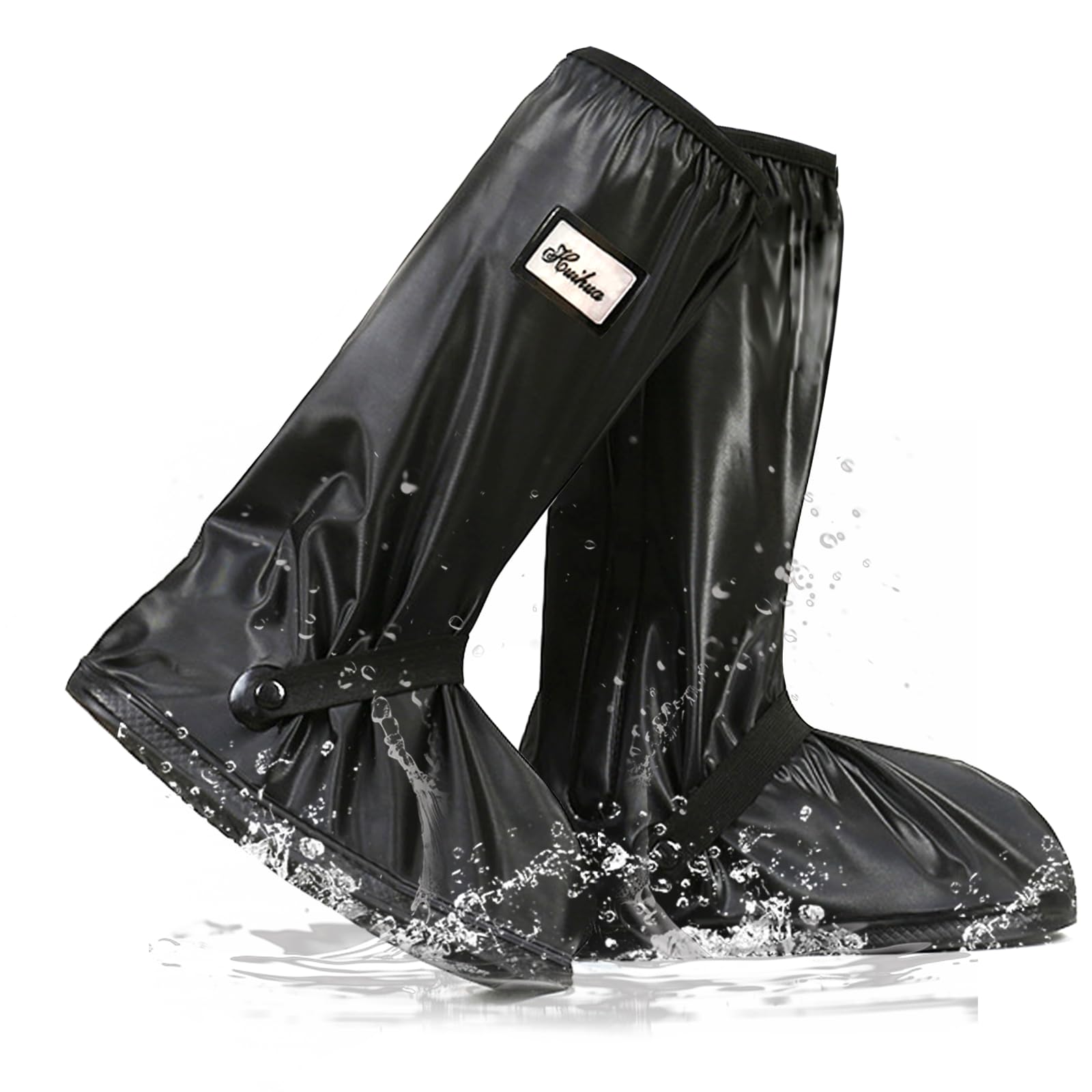 Couvre-Chaussures Imperméables et Antidérapantes pour Hommes et Femmes, Surchaussures Réutilisables avec Fermeture Éclair Ajustable, Protection Pluie et Boue pour Vélo, Pêche et Extérieur, S-XXL