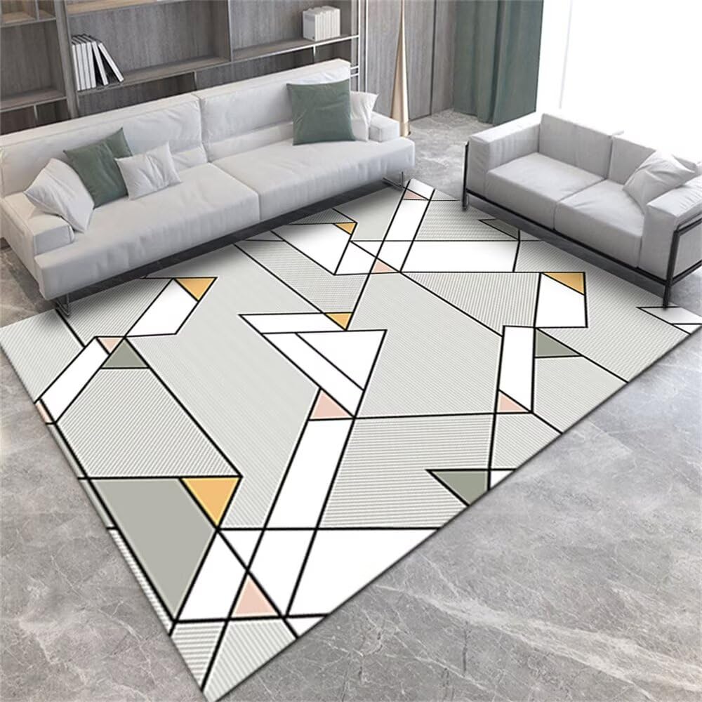 Tapis de salon et chambre ado gris jaune moderne pour espace cocooning