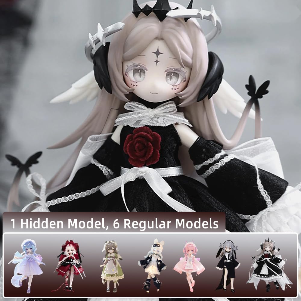 niannyyhouse BJD Blind Box Figuren, Maßstab 1:12, Heart of Creation Serie, Ball Jointed Doll with Clothes, Action Figure Collectable (6PCs)
