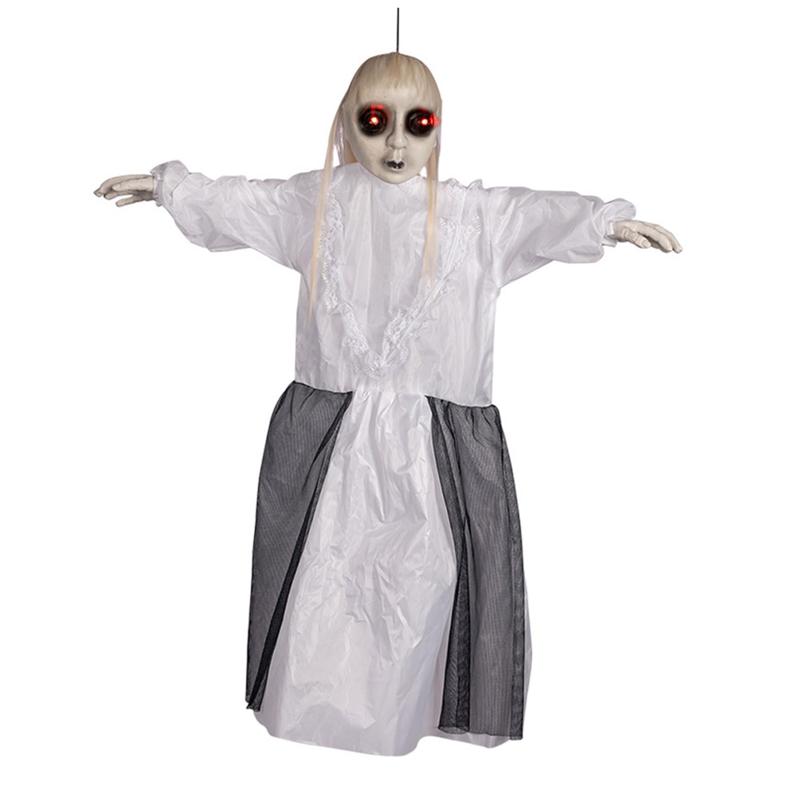 Sound Activated Hanging Decorations ith Move Effect Light Up Eyes & Screaming Sound Animated Skeleton