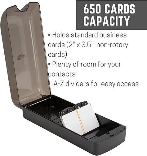 Miniatura 2 de 1InTheOffice Organizador de tarjetas de visita, organizador de tarjetas de índice, caja organizadora de tarjetas con divisores, divisores A-Z,