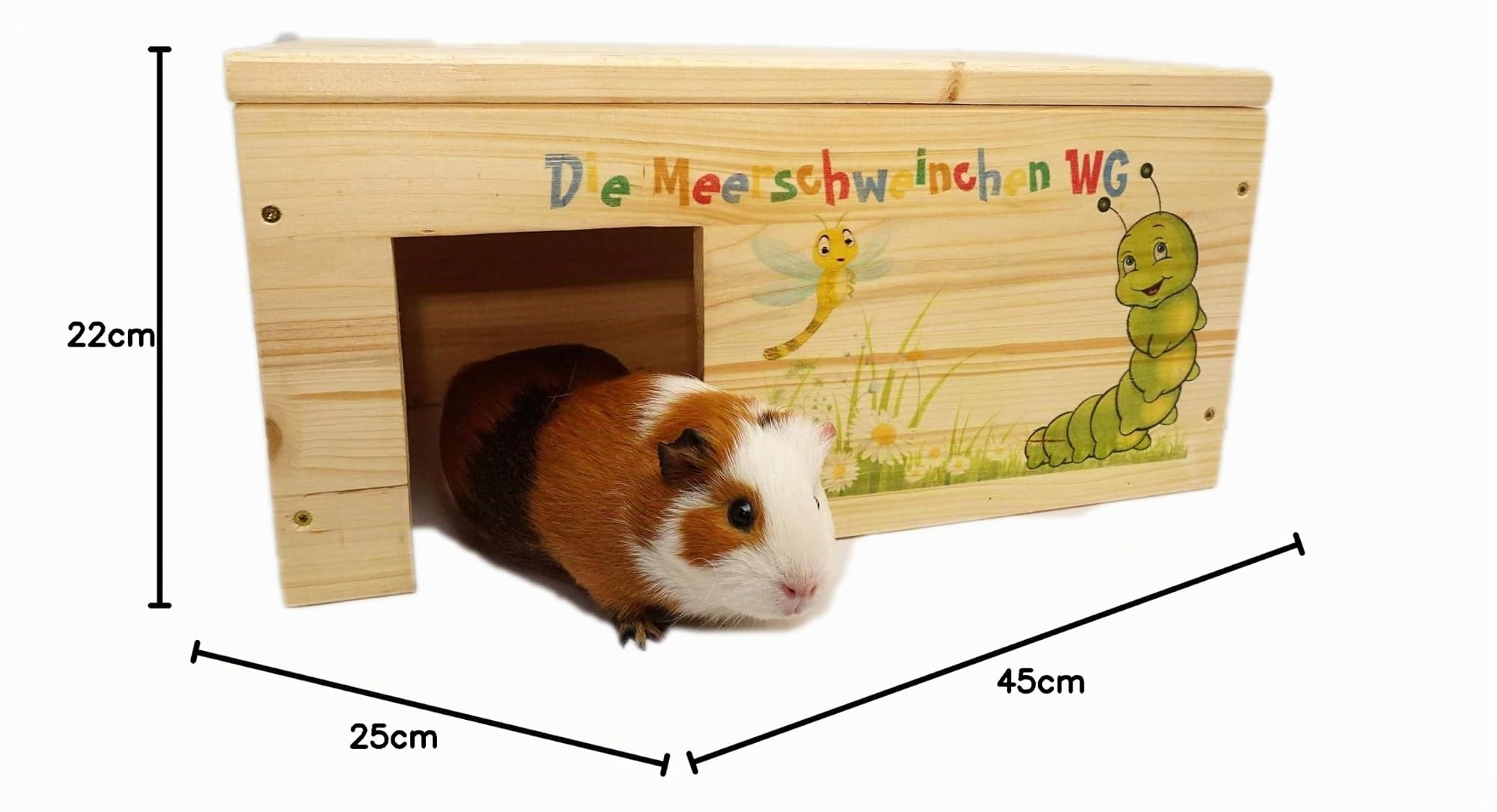 Yireal Meerschweinchengehege mit 2 Eingängen, Stabil, Holzlasur & Aufklappbar / 45x25x22cm