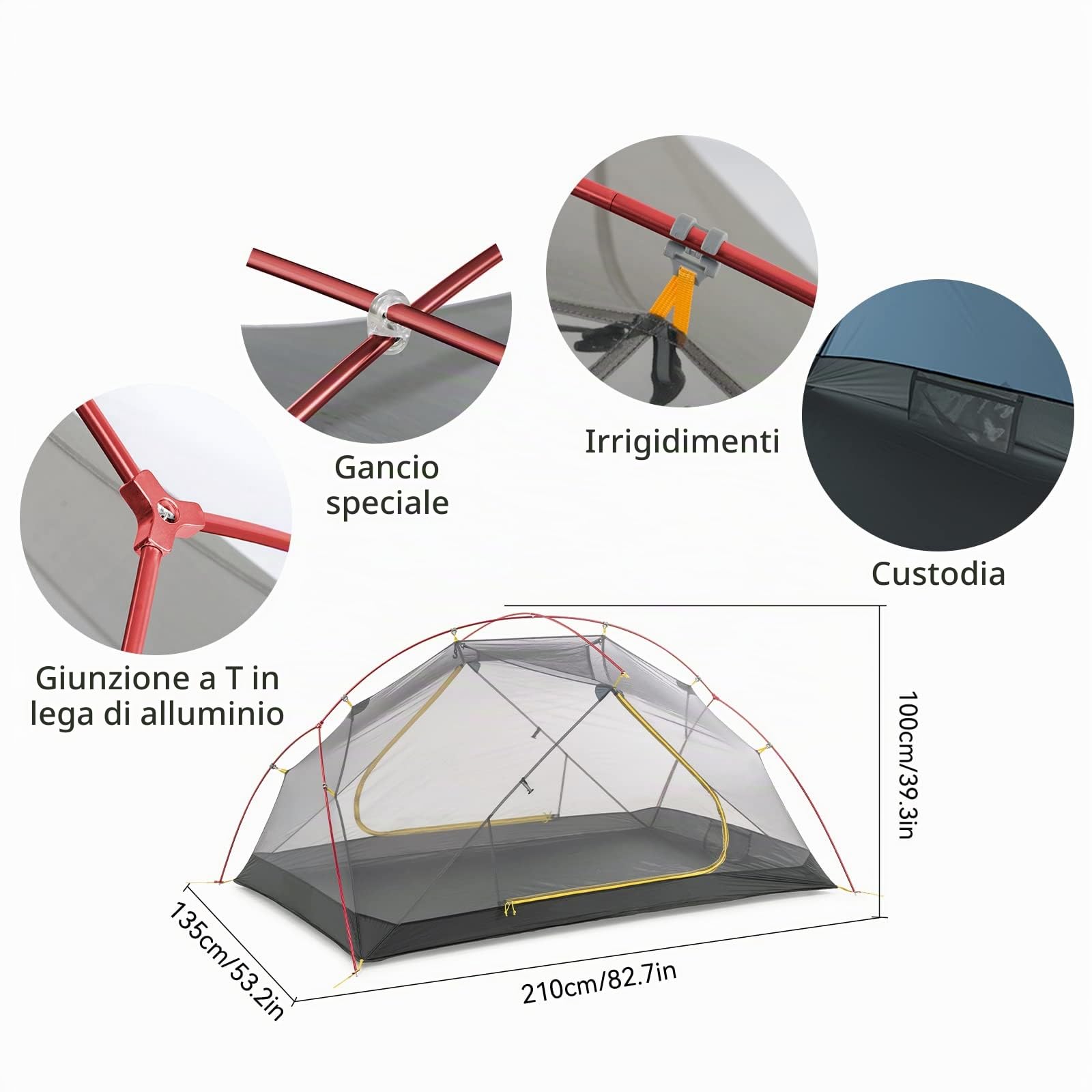 Naturehike Mongar Tenda da Campeggio 3 Stagioni 2 posti Tenda Ultraleggera Silicone Escursioni e Campeggio