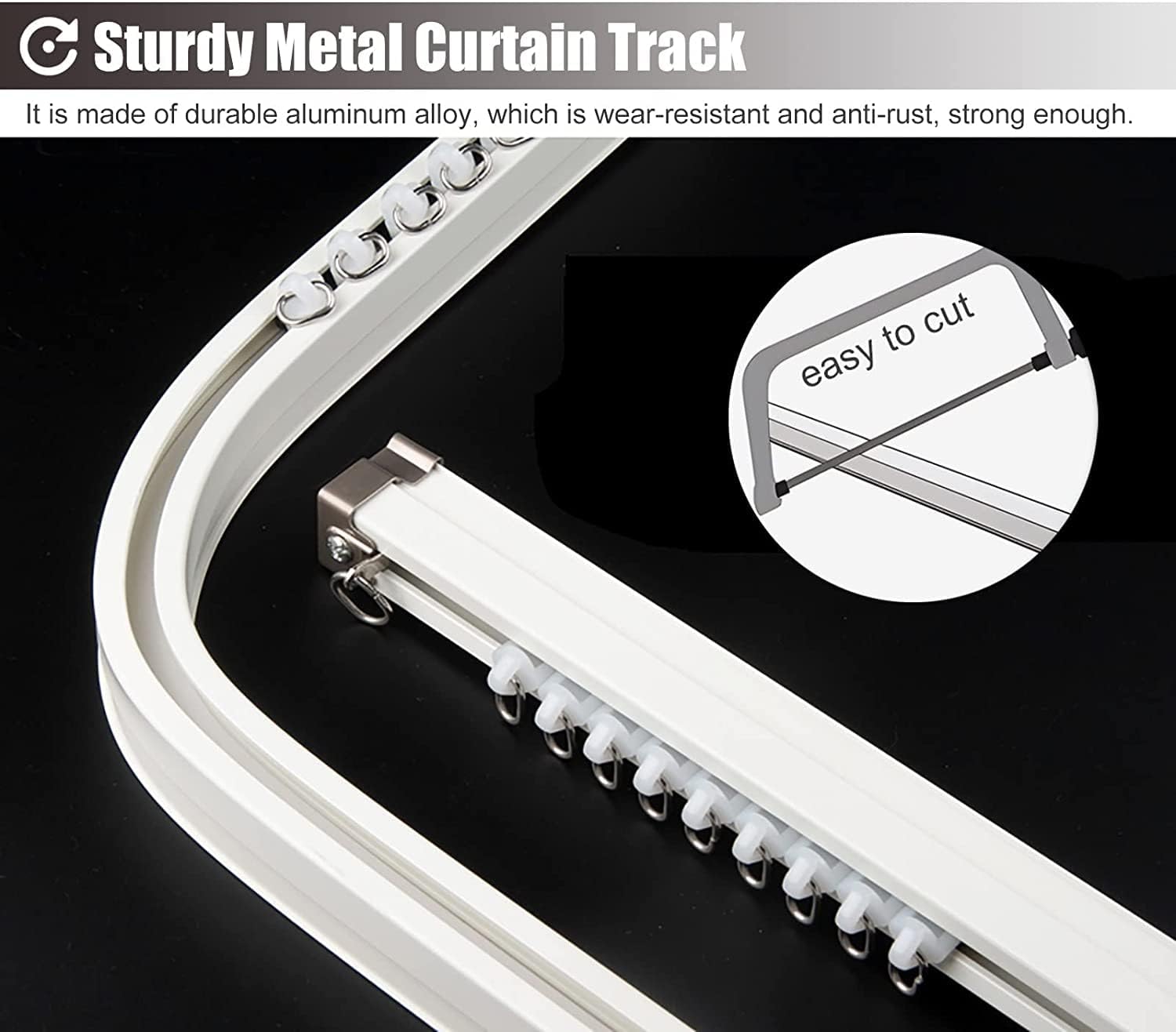 Room Divider Ceiling Track System Shower Curtain Curtain Track Ceiling Mount Curtain Rail, Bendable White Curtain Rods Set, Shower Window Curtain Railing Rod, Including Bracket Hooks Rollers ( Size :