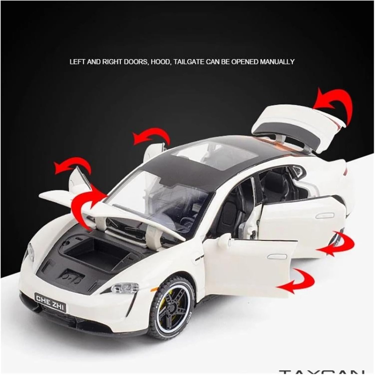 Decorative car Model 1:32 for Taycan Die-cast Alloy Car Model Suitable for Decoration Decorate Office for Decoration(White)