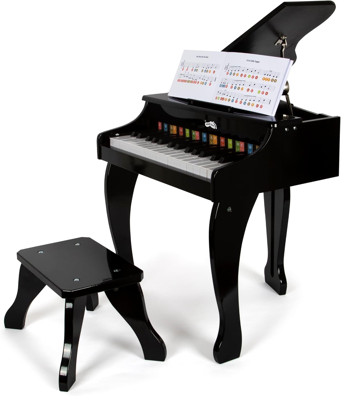 small foot Children's Tail, Wooden Electronic Piano with Stool, Children from 3 Years, 12622, Black