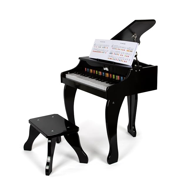 Foto 2 de 8 de Small Foot Piano de Cola Infantil en Madera, Piano electrónico de Madera con Taburete
