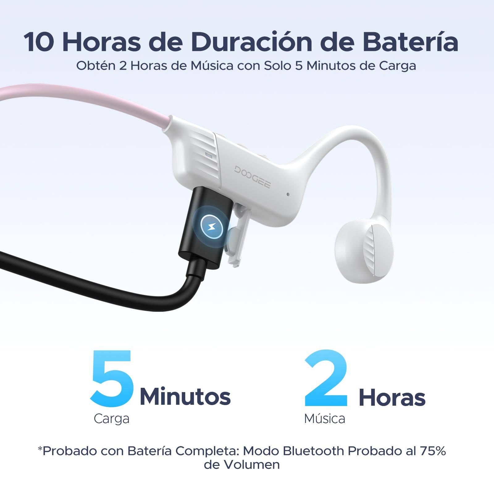 Bone Beat Run Auriculares Conduccion Osea, Auriculares Deportivos Inalámbricos IP66 Impermeables Sin Tapones, 10h Autonomía Carga Rápida Oído Abierto para Running Ciclismo Gimnasio - Azul