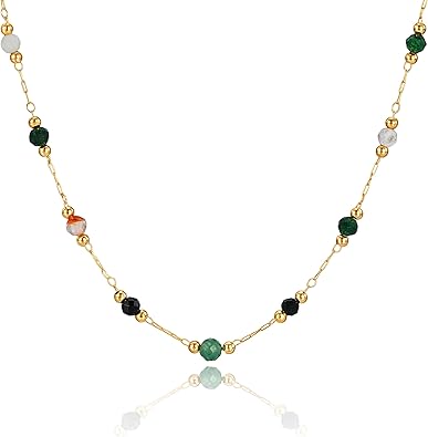 Fettero Dainty Beads Choker Neckces for Women - 14K Gold Plated Beaded Necklace Summer Beach Choker Boho Gold Necklace for Women Jewelry