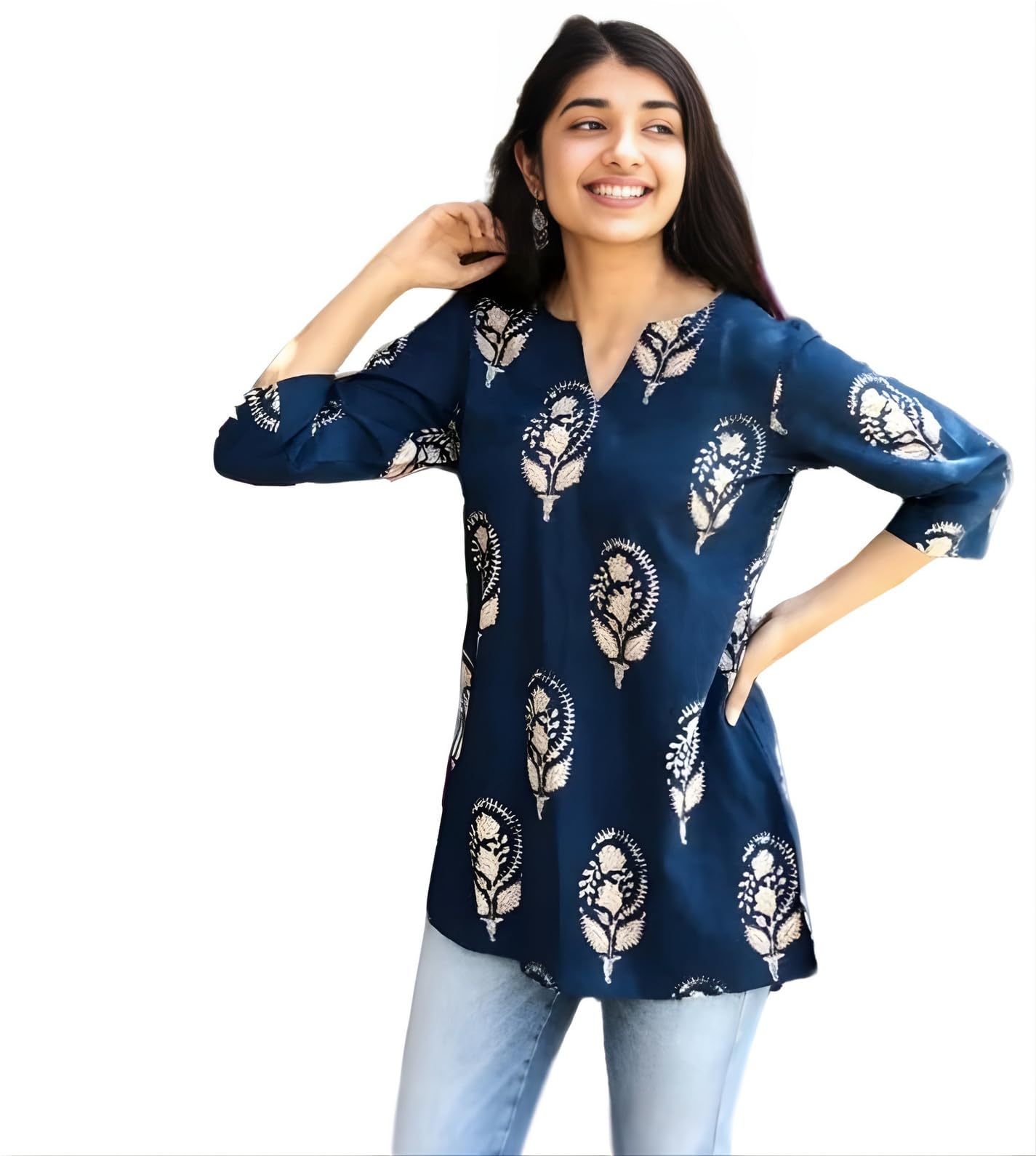 bellatela bt Women's Short Kurti in TopsTunic Rayon Cotton Blend | Ladies Ethnic Tunic-picture-25