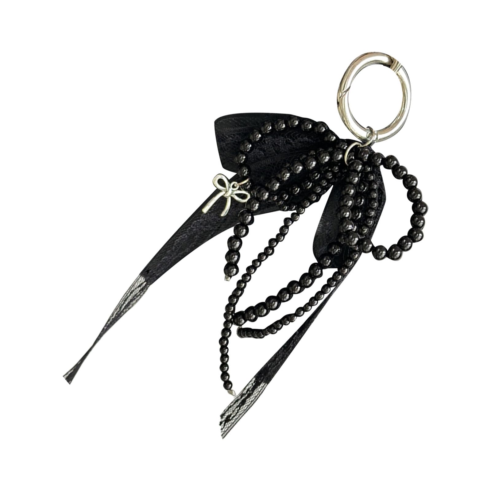 NEWFT Unique Bowknot with Pearls and Lace Decorative Lace Bowknot Hanging Ornament Featuring Pearls For Elegant Interior