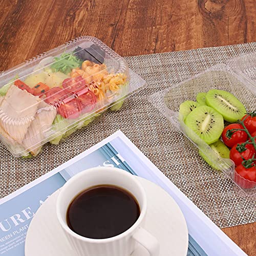 50Pack Disposable Clear Plastic Hinged Food Containers with Lids, Loaf Containers Take Out Hoagie Boxes for Sandwich Cake Salad Pasta Cookies